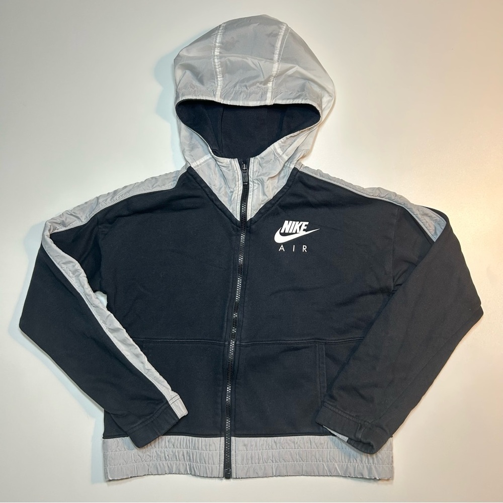 Nike Air NSW Full-Zip Loose Fit Hoodie Black Grey Size Large